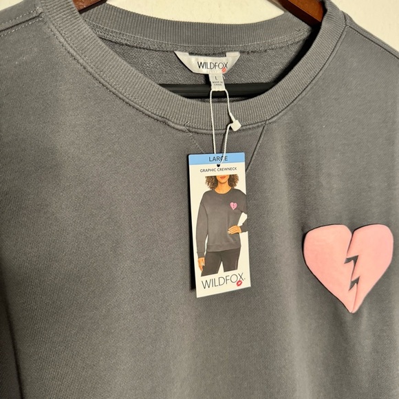 Wildfox I Wish It Was Saturday Grey pinstripe sweatshirt size L NWT $108 - Picture 7 of 10